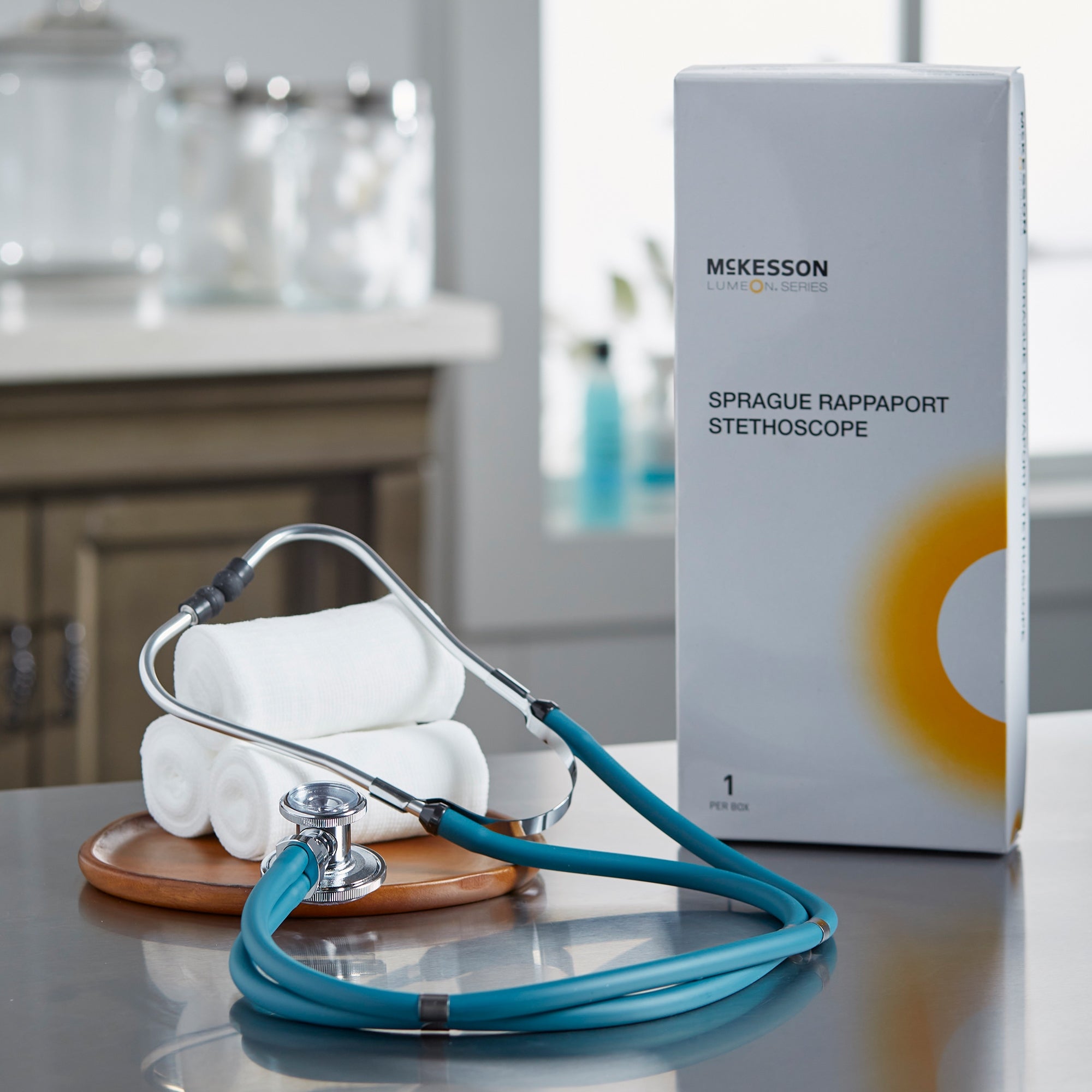 Sprague Stethoscope McKesson LUMEON Teal Blue 2-Tube 22 Inch Tube Double Sided Chestpiece, Packaging Type- Each