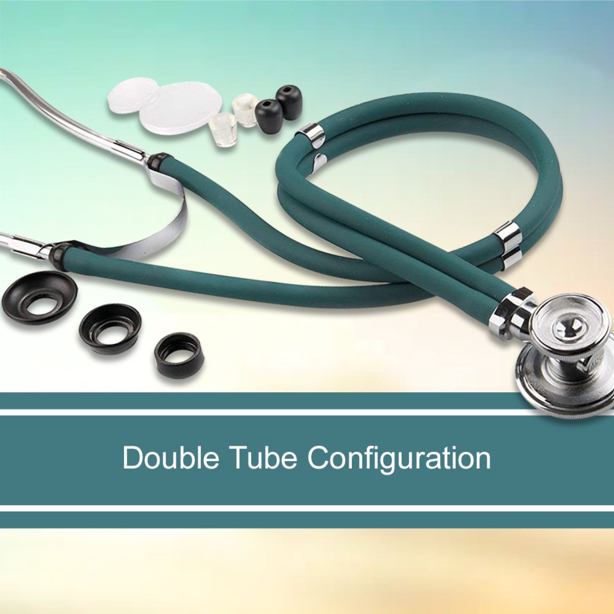 Sprague Stethoscope McKesson LUMEON Teal Blue 2-Tube 22 Inch Tube Double Sided Chestpiece, Packaging Type- Each