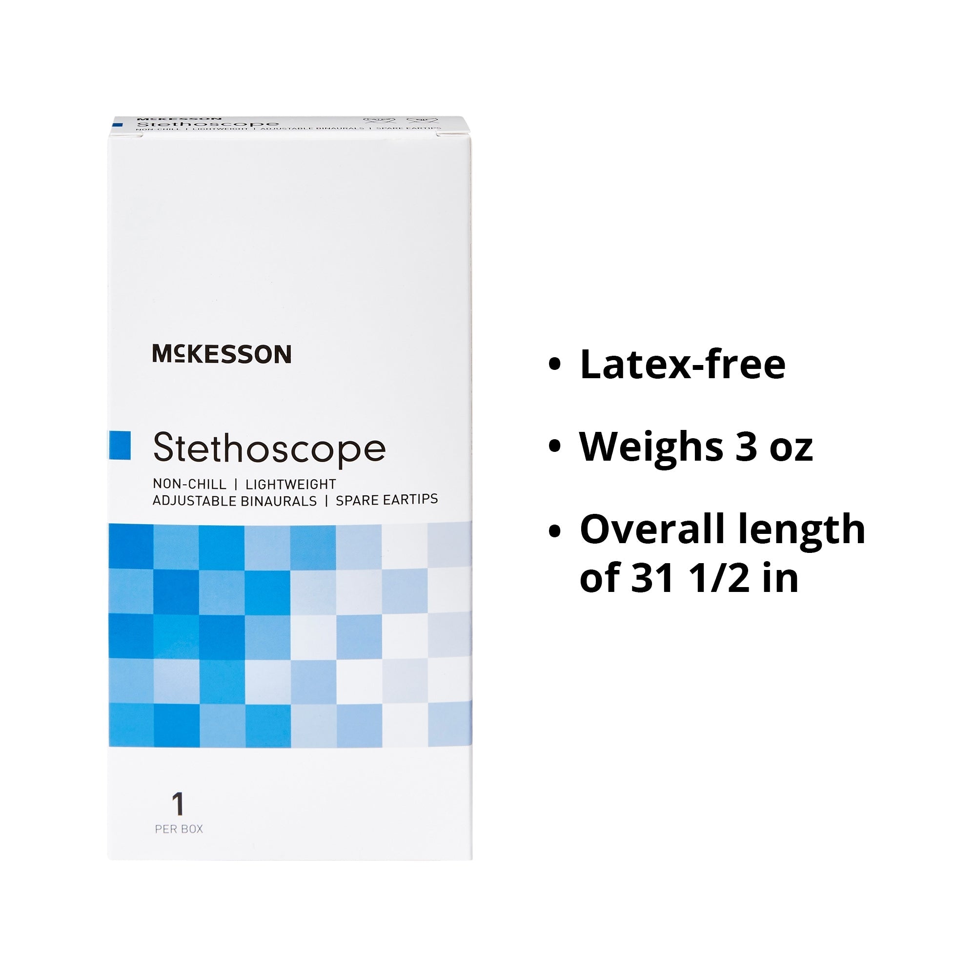 General Exam Stethoscope McKesson Royal Blue 1-Tube 21 Inch Tube Single Sided Chestpiece, Packaging Type- Each