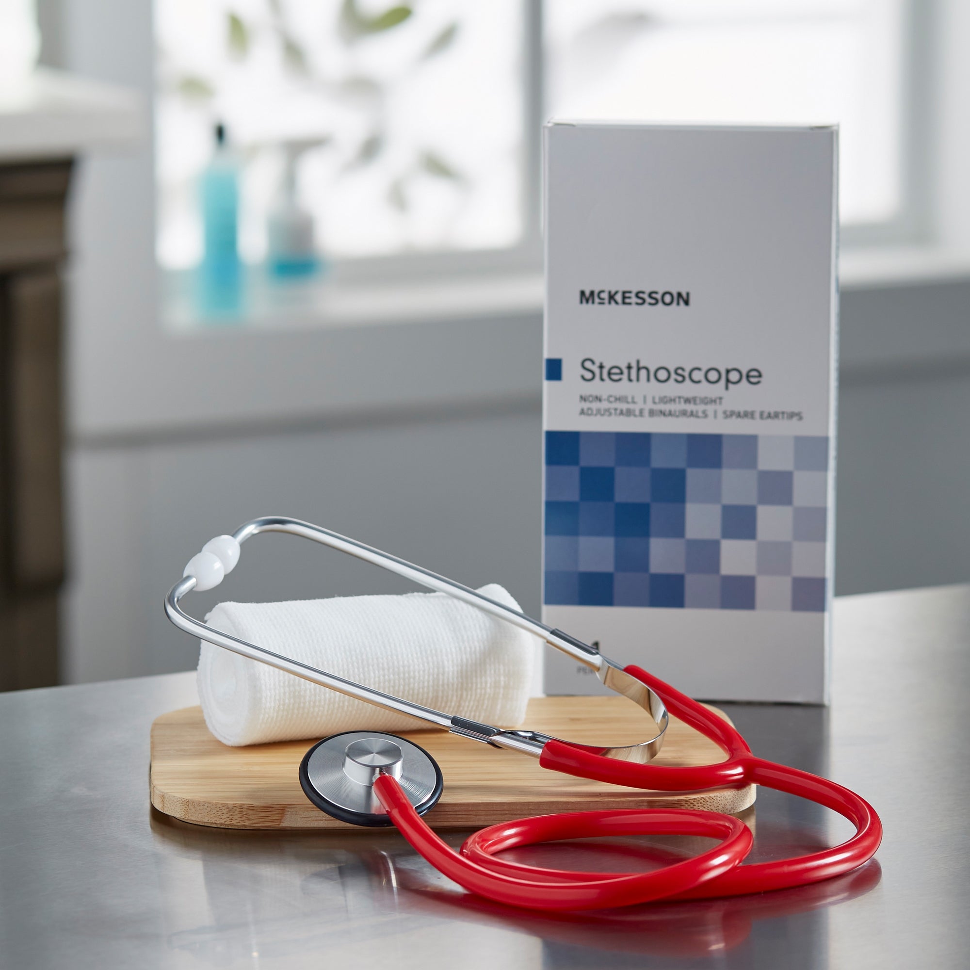 General Exam Stethoscope McKesson Red 1-Tube 21 Inch Tube Single Sided Chestpiece, Packaging Type- Each