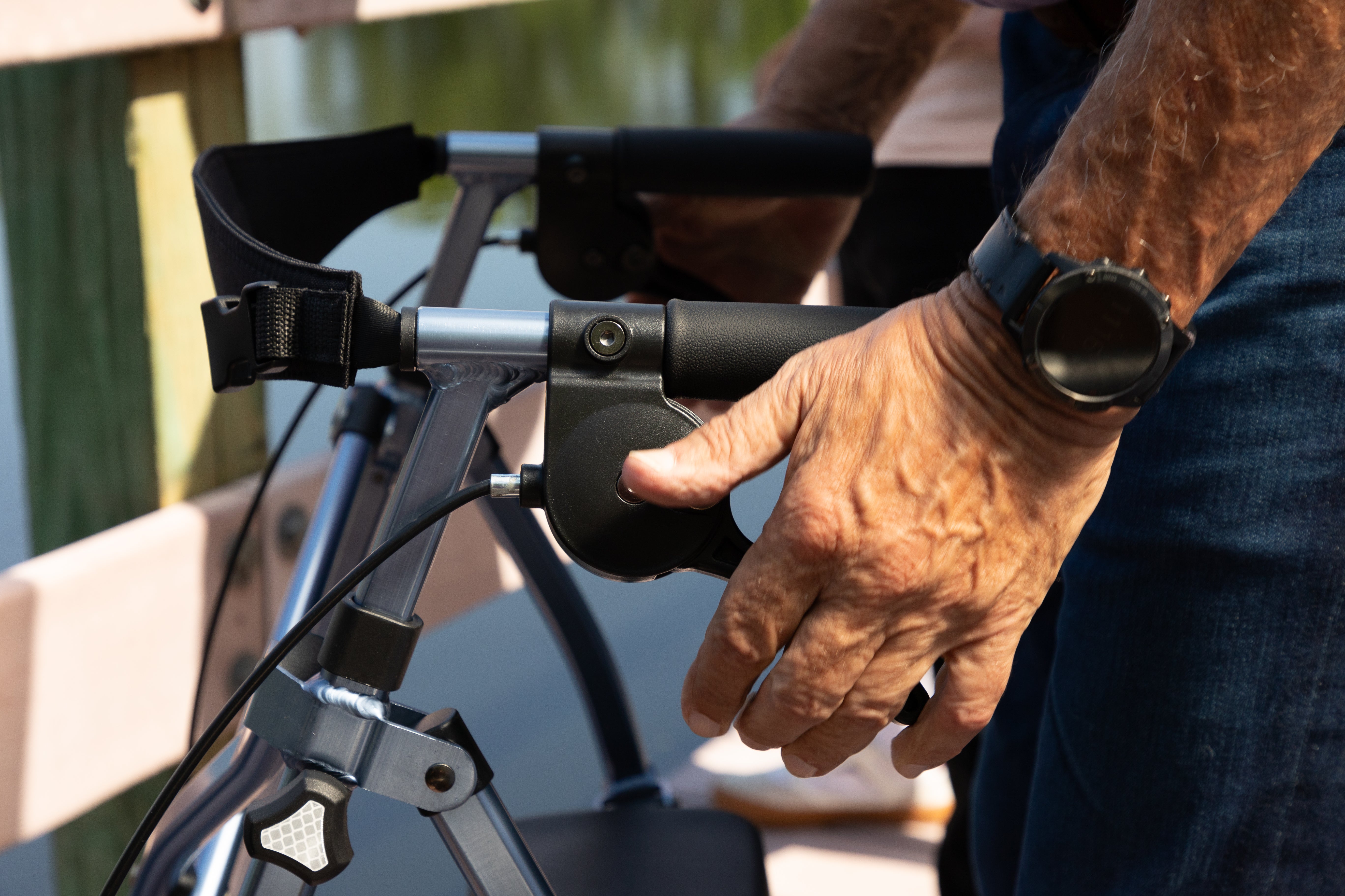 Space Saver Rollator - Black Walnut | Lightweight, Compact Design for Easy Mobility | Adjustable Height & Ergonomic Handles for Comfort and Support