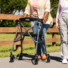 Space Saver Rollator - Black Walnut | Lightweight, Compact Design for Easy Mobility | Adjustable Height & Ergonomic Handles for Comfort and Support