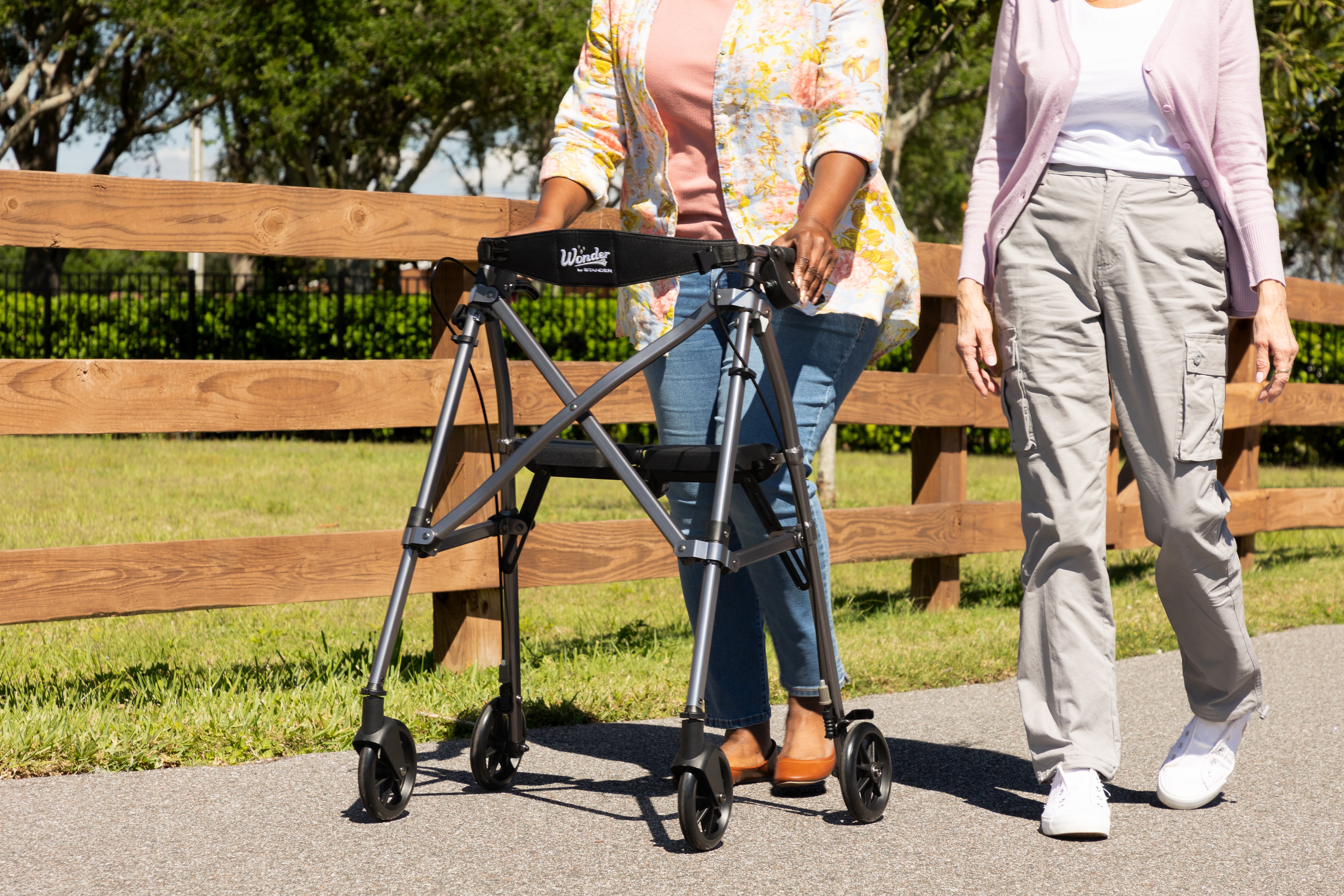 Space Saver Rollator - Black Walnut | Lightweight, Compact Design for Easy Mobility | Adjustable Height & Ergonomic Handles for Comfort and Support