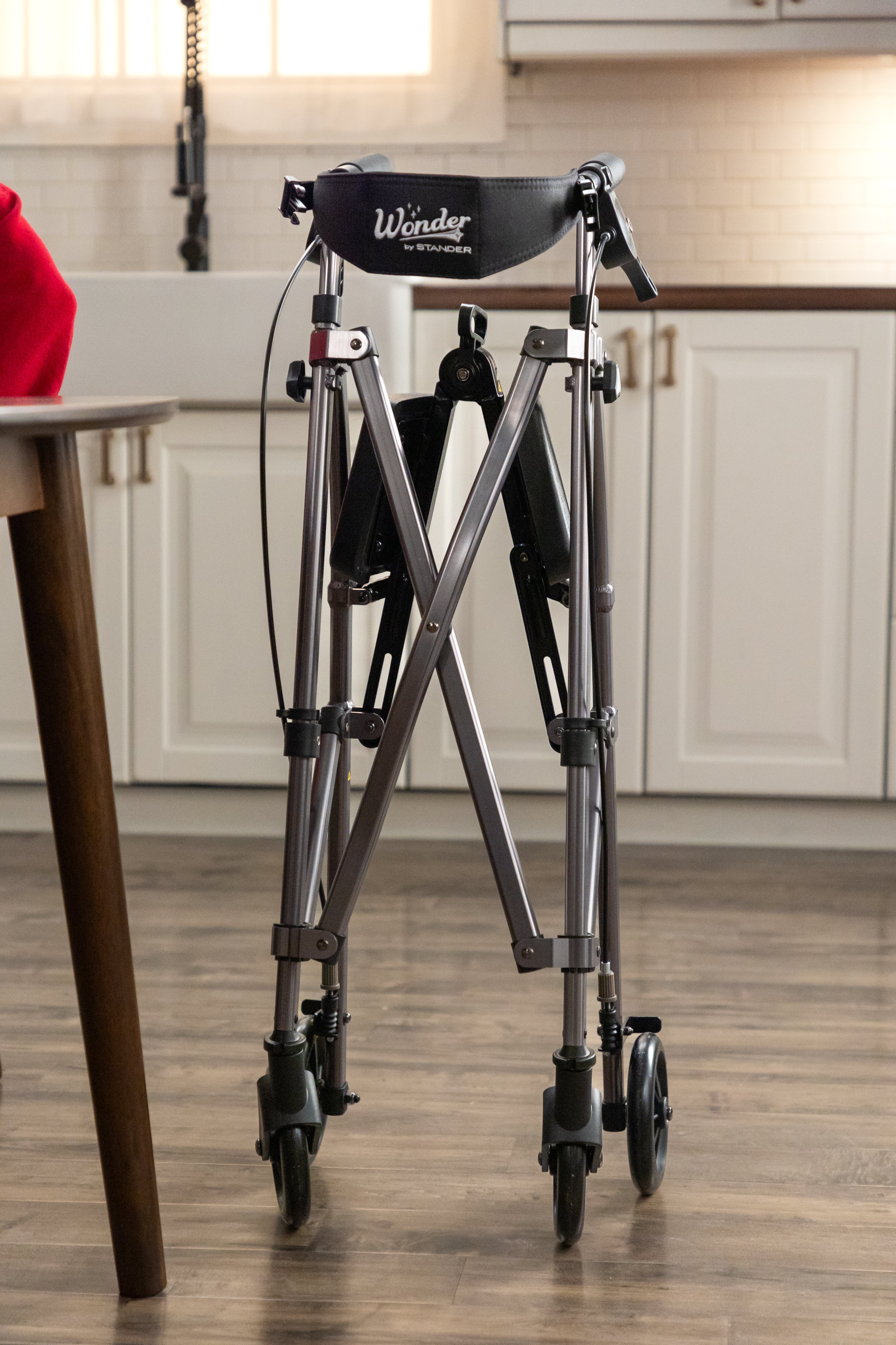 Space Saver Rollator - Black Walnut | Lightweight, Compact Design for Easy Mobility | Adjustable Height & Ergonomic Handles for Comfort and Support