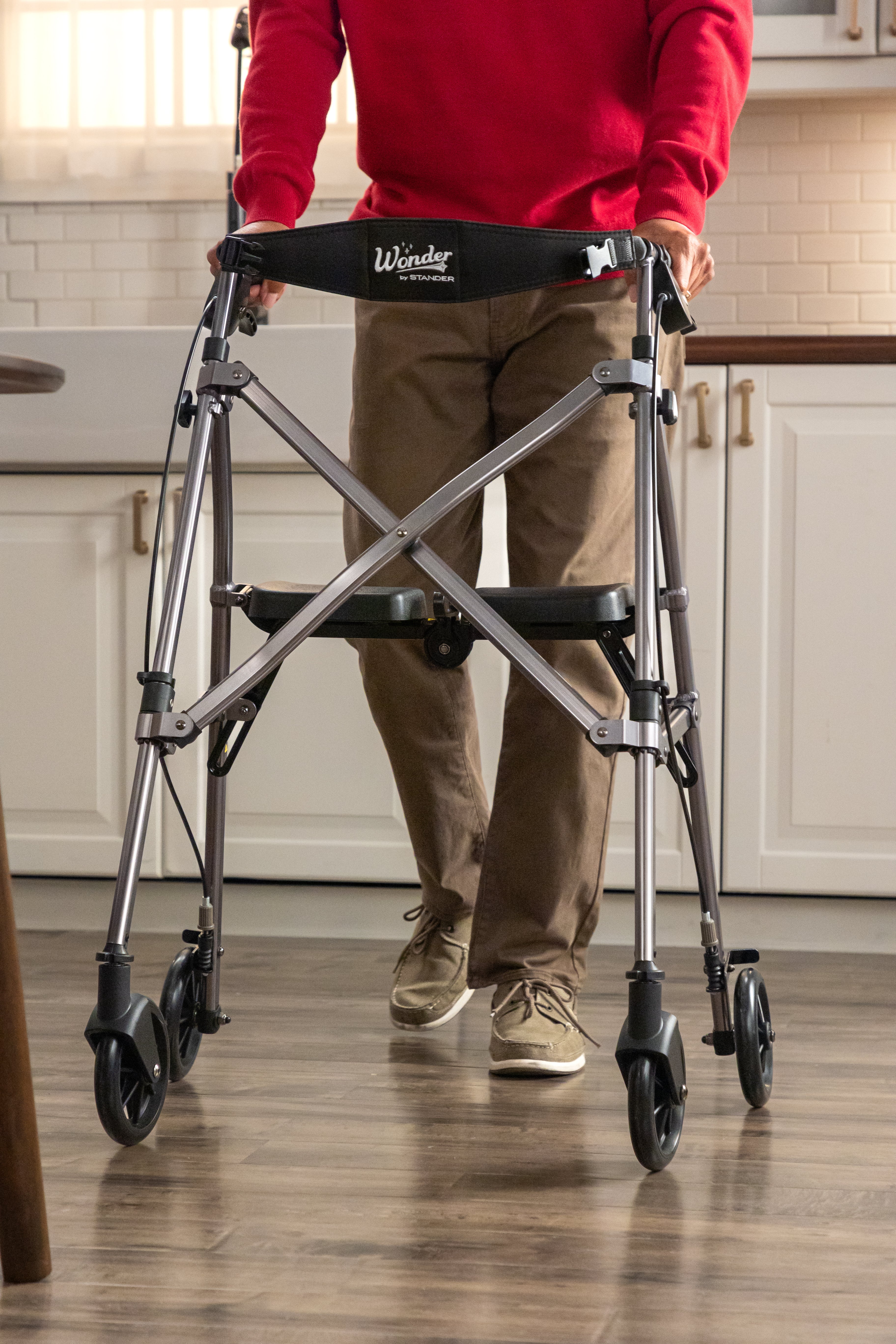 Space Saver Rollator - Black Walnut | Lightweight, Compact Design for Easy Mobility | Adjustable Height & Ergonomic Handles for Comfort and Support