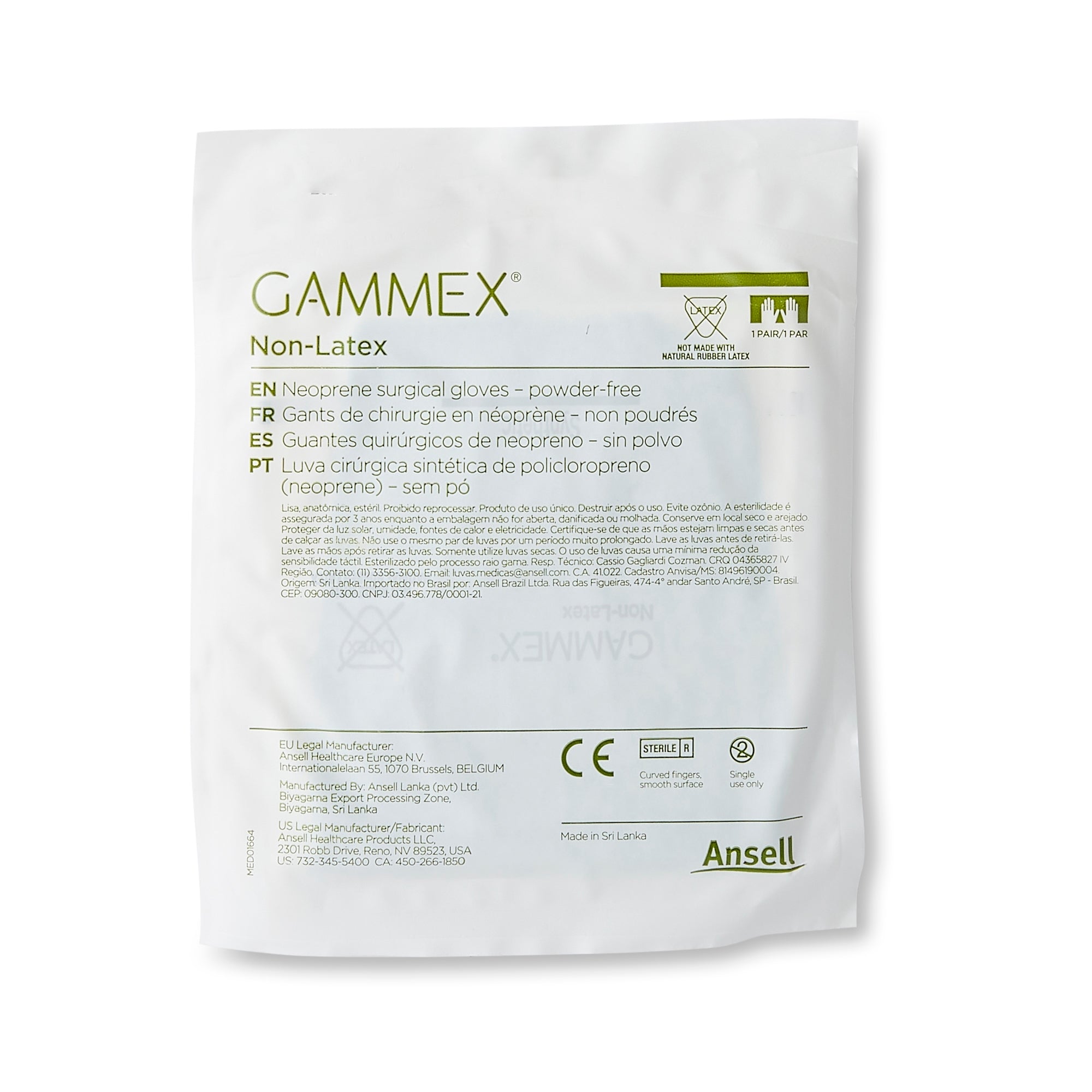 Surgical Glove GAMMEX Non-Latex Size 6.5 Sterile Polyisoprene Standard Cuff Length Micro-Textured Green Chemo Tested | 50Pair/Box