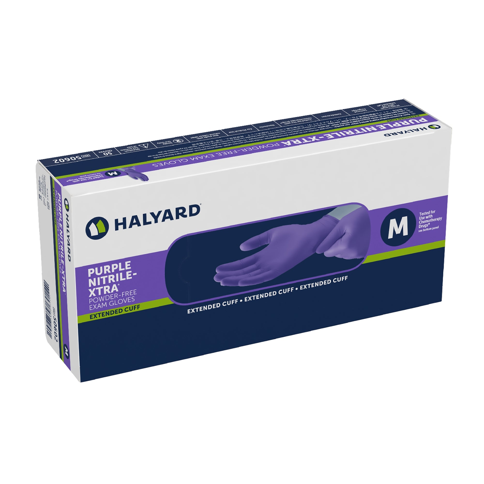Exam Glove Purple Nitrile-Xtra Medium NonSterile Nitrile Extended Cuff Length Textured Fingertips Purple Chemo Tested | 10Box/Case