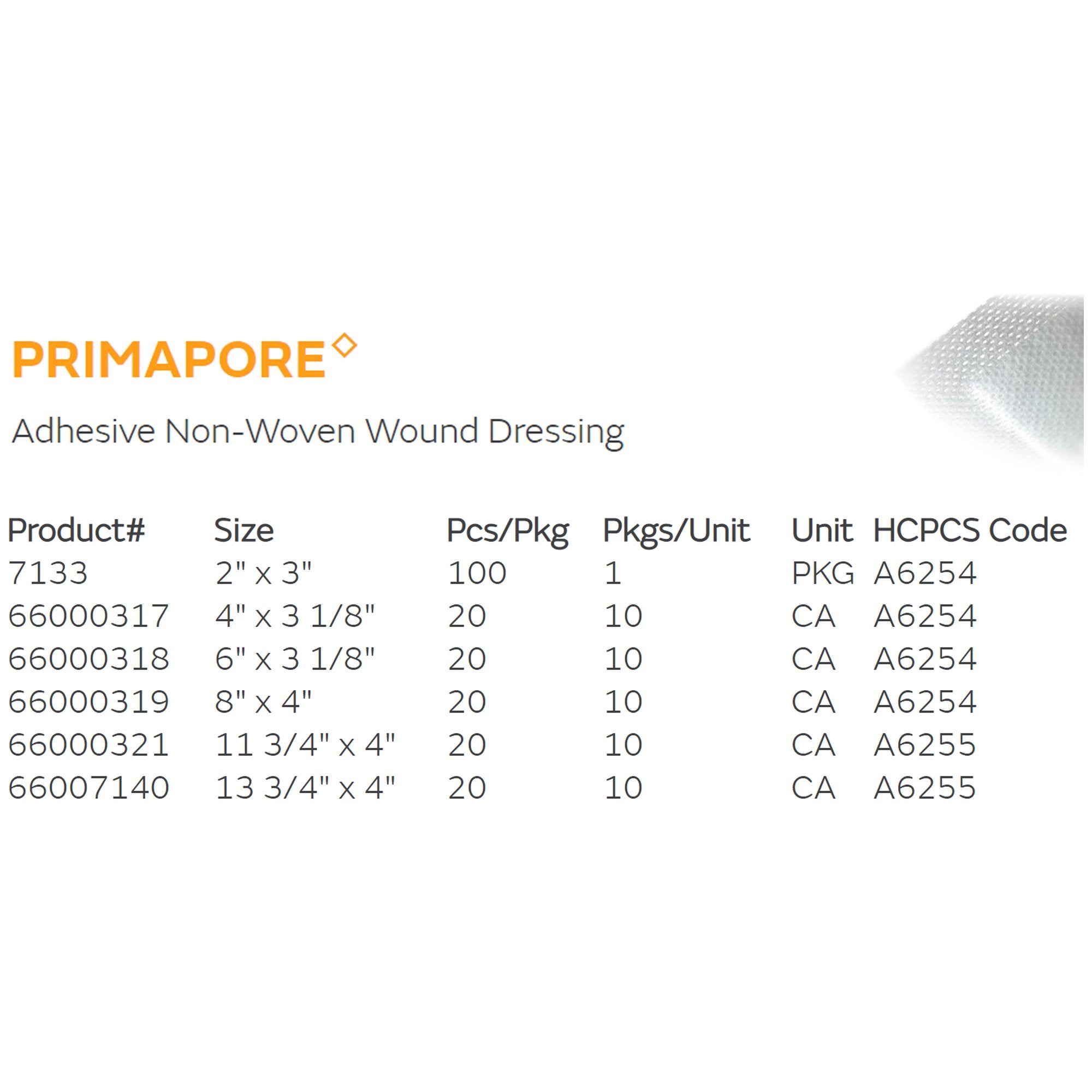 Island Dressing Primapore 4 X 8 Inch Rectangle Sterile Film Backing,Packaging Type- Box