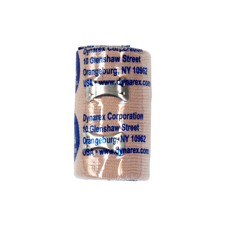 Elastic Bandage Dynarex 3 Inch X 4-1/2 Yard Clip Detached Closure Tan NonSterile Standard Compression,Packaging Type- Box