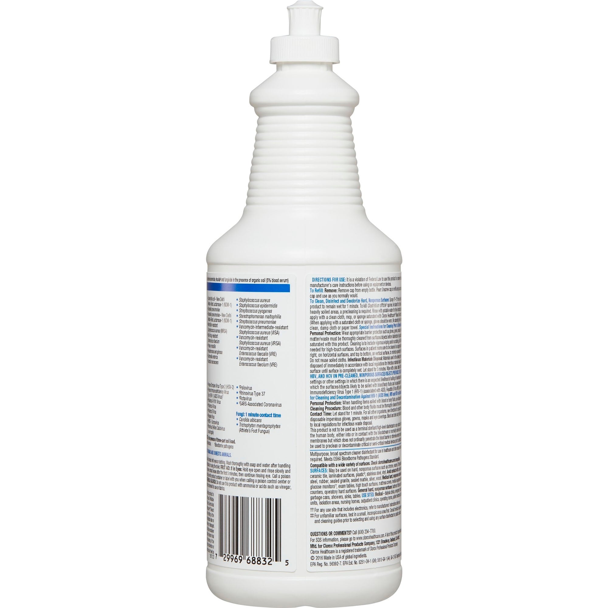 Clorox Healthcare Bleach Germicidal Surface Disinfectant Cleaner Manual Squeeze Liquid 32 oz. Bottle Fruity Floral Bleach Scent NonSterile | 1/EACH