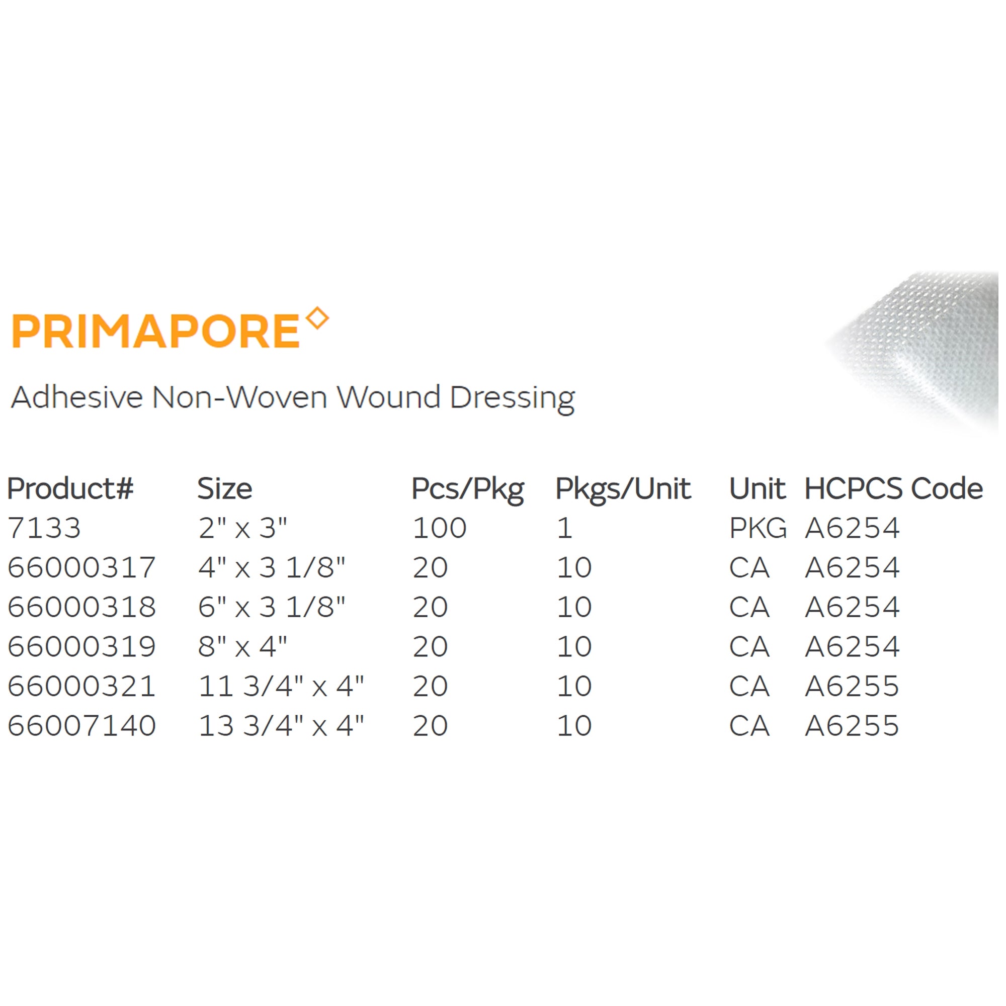 Island Dressing Primapore 3-1/8 X 4 Inch Rectangle Sterile Film Backing,Packaging Type- Box
