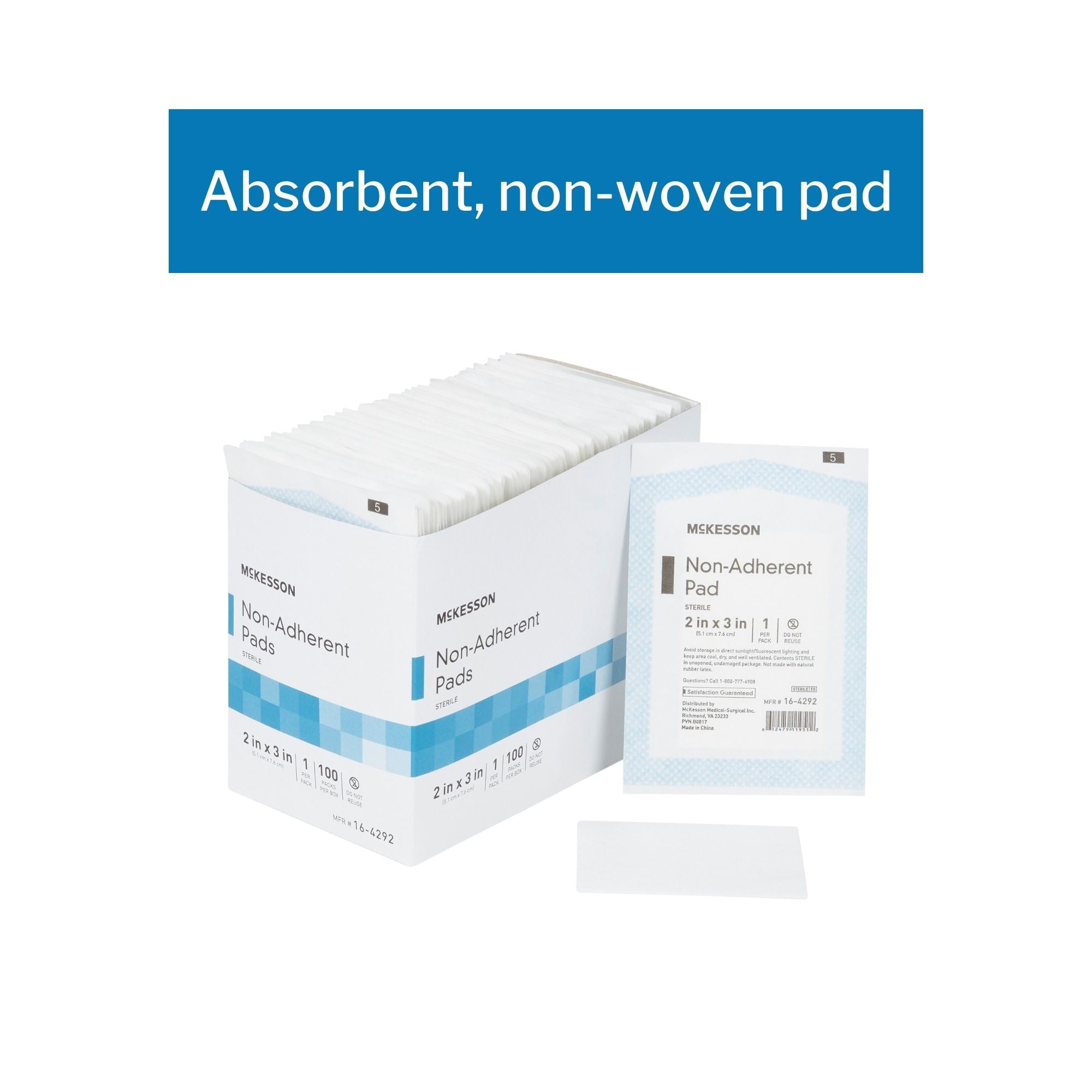 Non-Adherent Dressing McKesson 2 X 3 Inch Sterile 100 per Pack