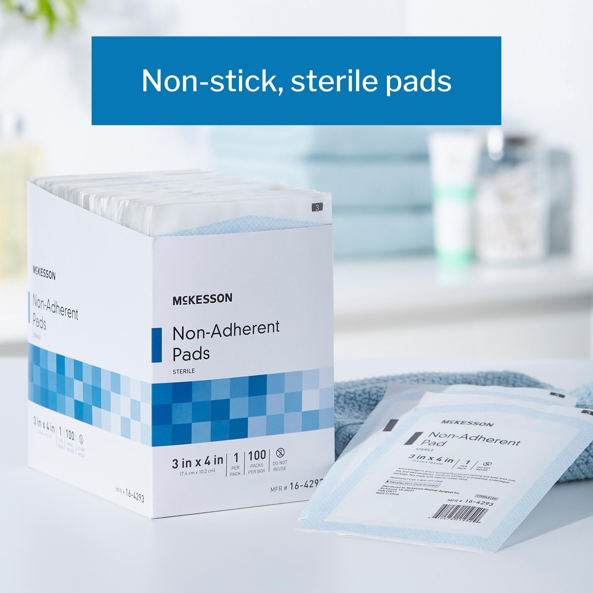 Non-Adherent Dressing McKesson 3 X 4 Inch Sterile 100 per Pack