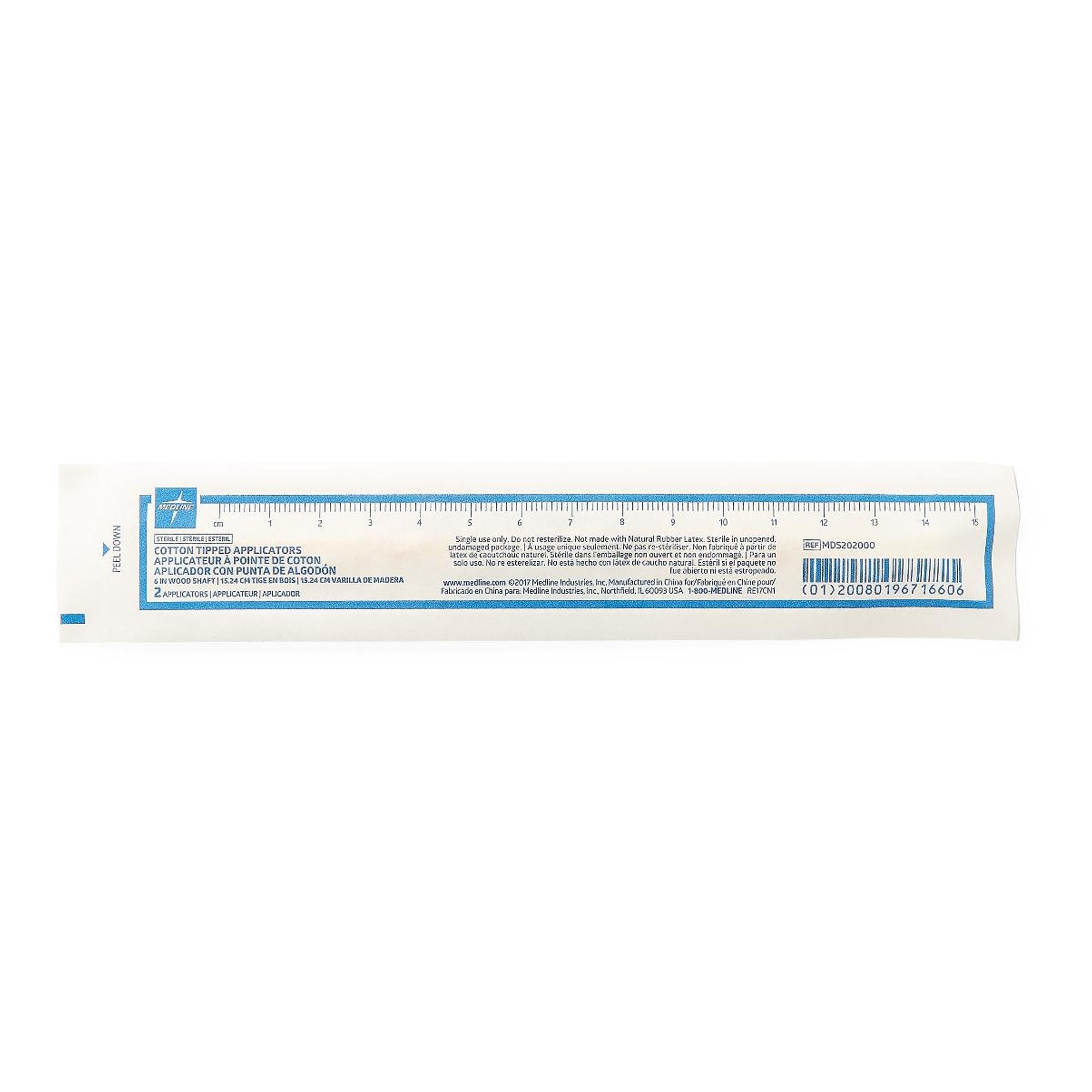 Swabstick Cotton Tip Wood Shaft 6 Inch Sterile 2 per Pack, Packaging Type- Case