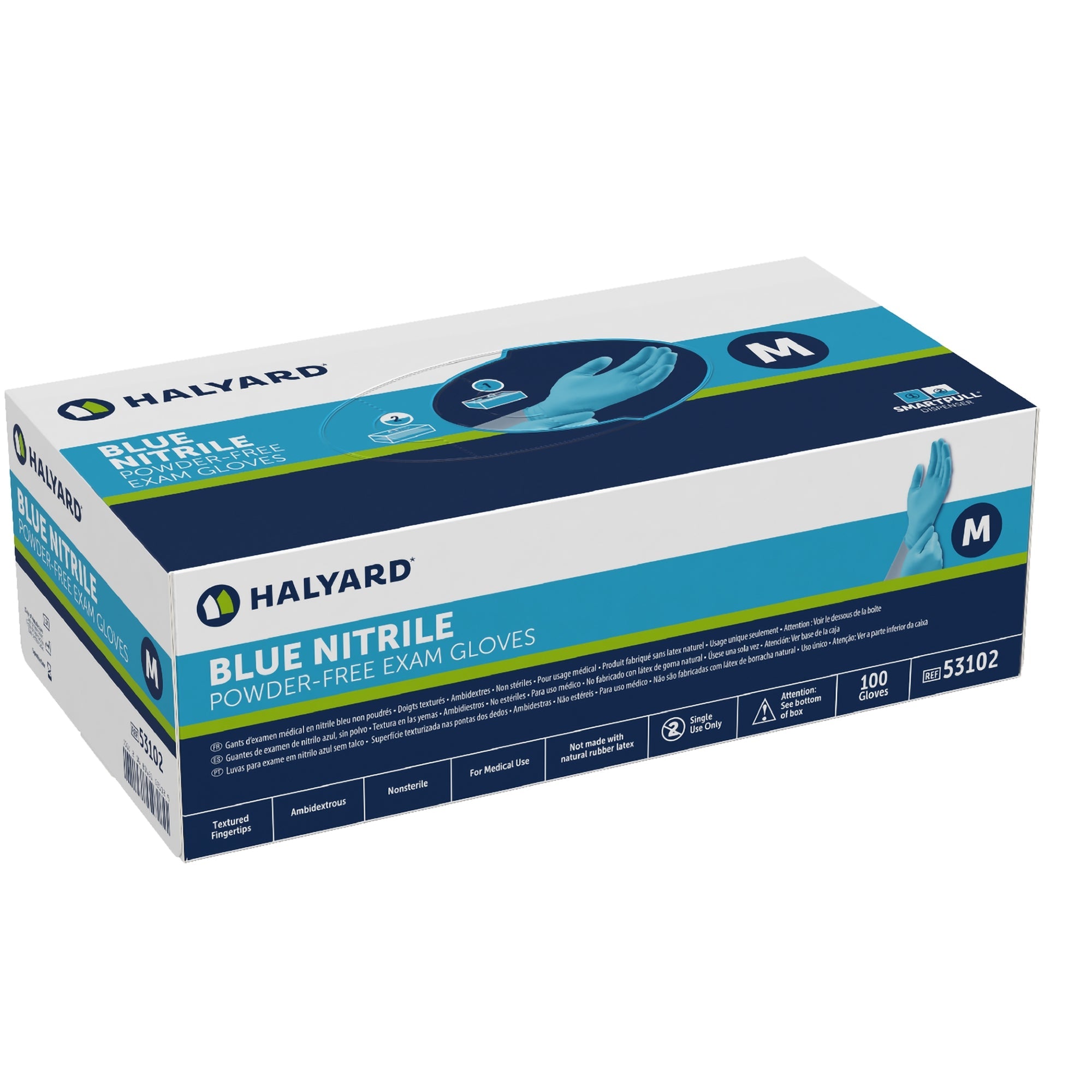 Exam Glove Blue Nitrile Medium NonSterile Nitrile Standard Cuff Length Textured Fingertips Blue Not Rated