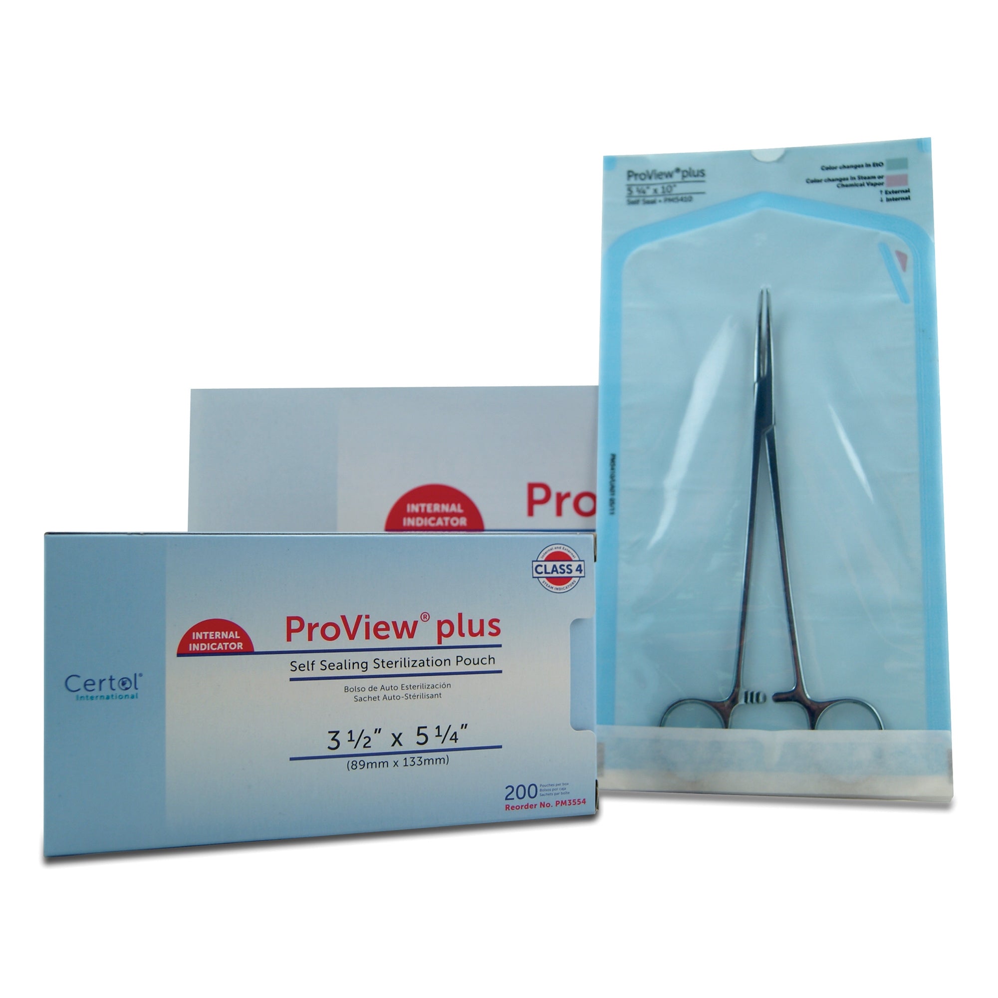 Sterilization Pouch ProView plus Gas / Steam / Chemical Vapor 3-1/2 X 5-1/4 Inch Transparent / Blue Self Seal Paper / Film, Packaging Type- Case