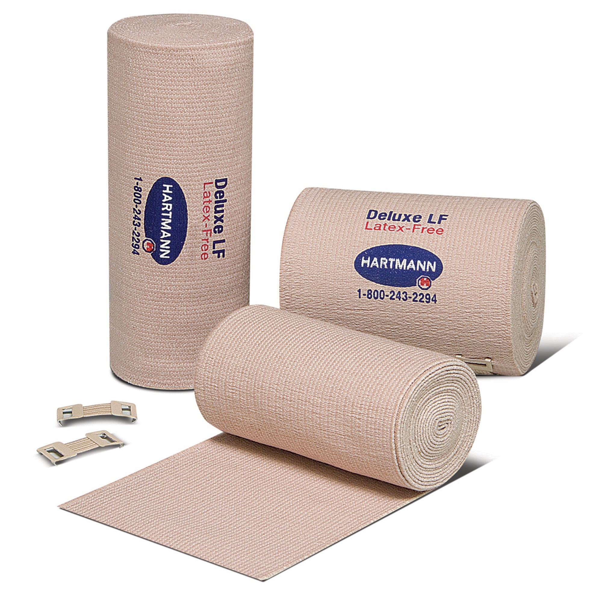 Elastic Bandage Deluxe LF 6 Inch X 11 Yard Double Length Clip Detached Closure Tan NonSterile Standard Compression,Packaging Type- Box