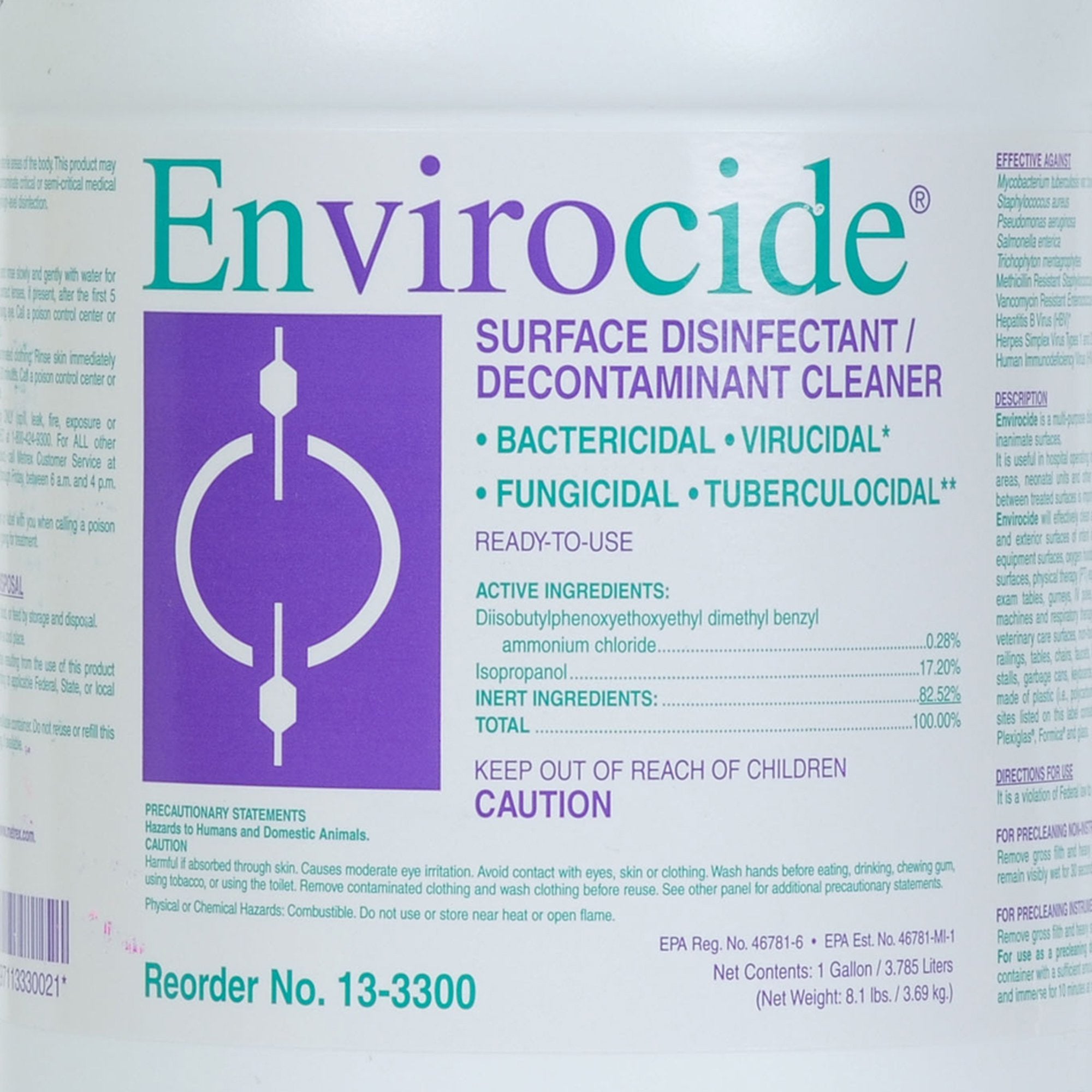 Envirocide Surface Disinfectant Cleaner Broad Spectrum Manual Pour Liquid 1 gal. Jug Alcohol Scent NonSterile,Packaging Type- Each