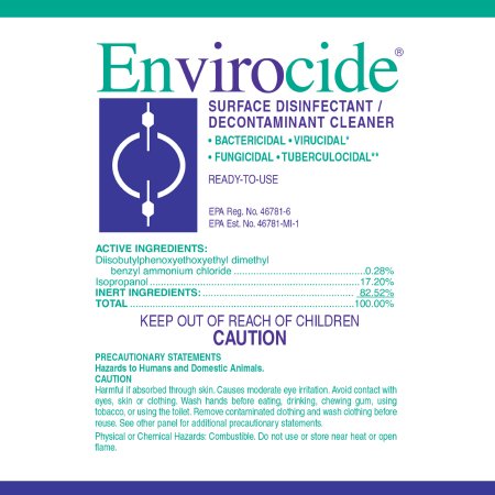 Envirocide Surface Disinfectant Cleaner Broad Spectrum Manual Pour Liquid 1 gal. Jug Alcohol Scent NonSterile,Packaging Type- Each
