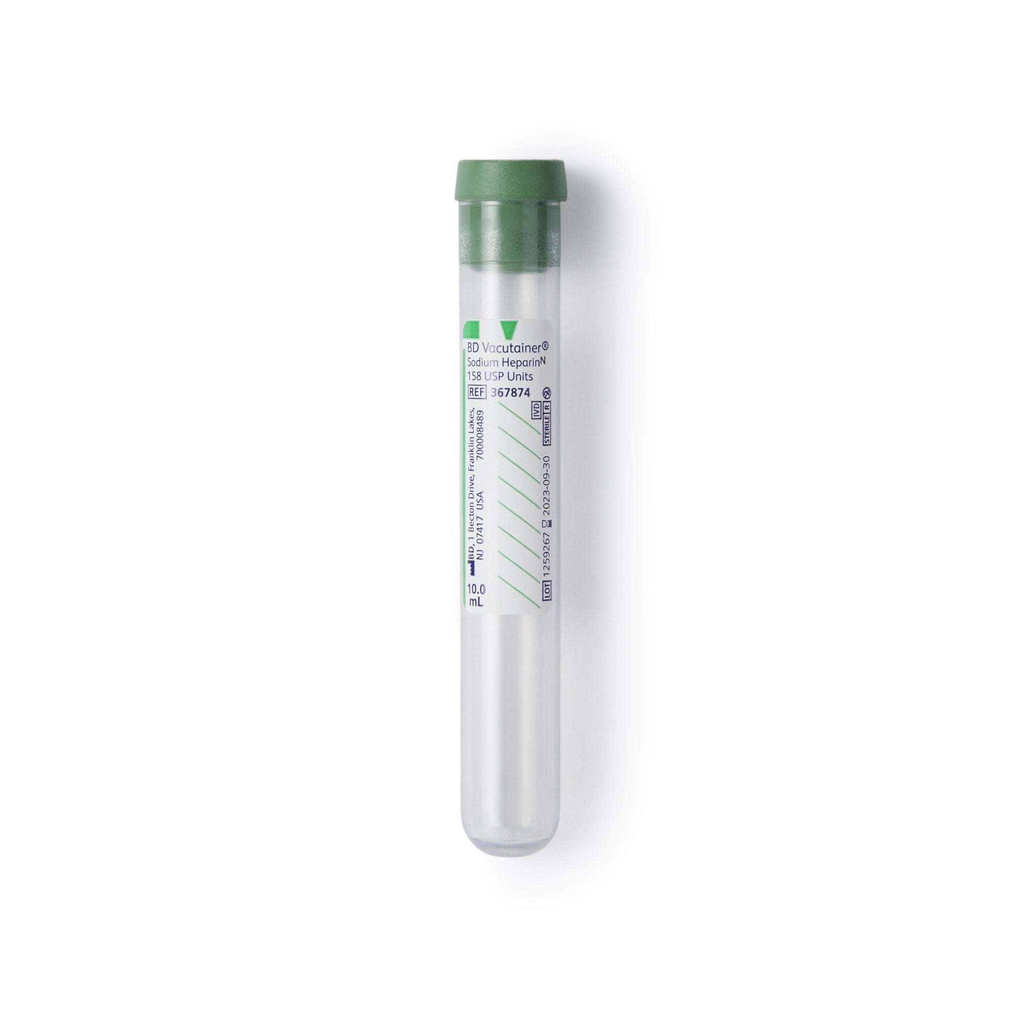 BD Vacutainer Venous Blood Collection Tube Sodium Heparin Additive 10 mL Conventional Closure Plastic Tube, Packaging Type- Case
