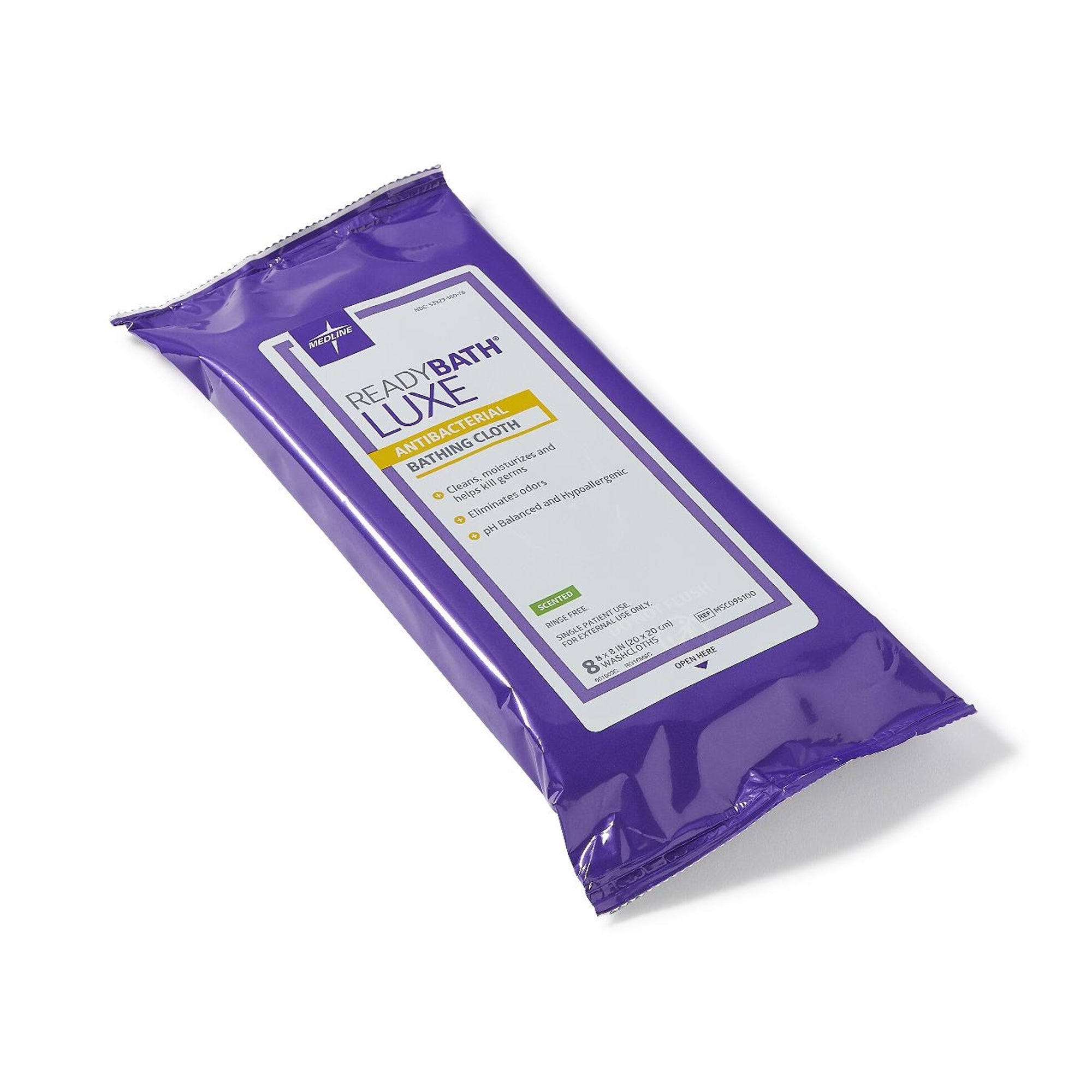 Rinse-Free Bath Wipe ReadyBath Luxe Soft Pack Scented 8 Count, Packaging Type- Case