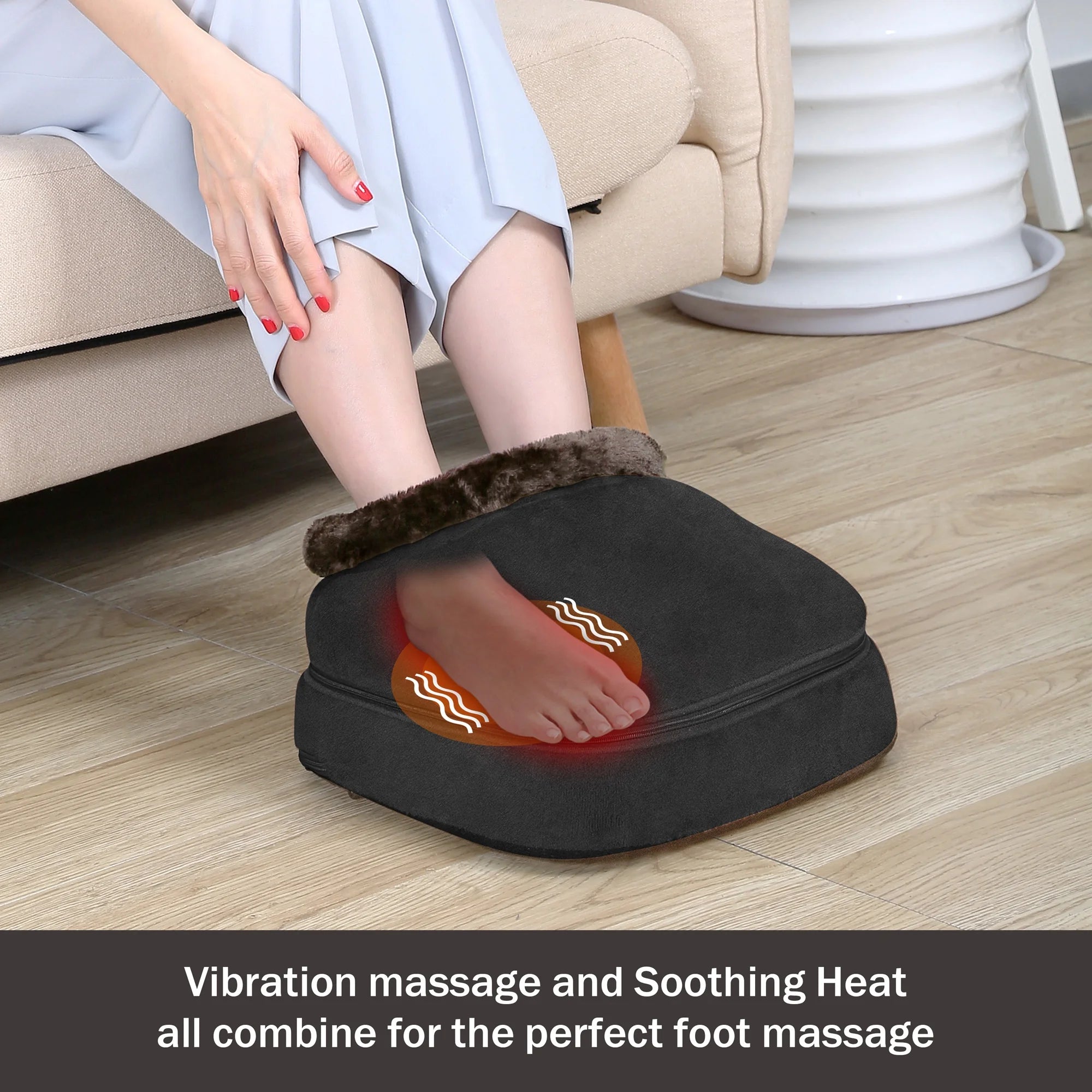 3-In-1 Vibration Foot Warmer& Back Massager with Heat, Kneading Foot Massager Machine