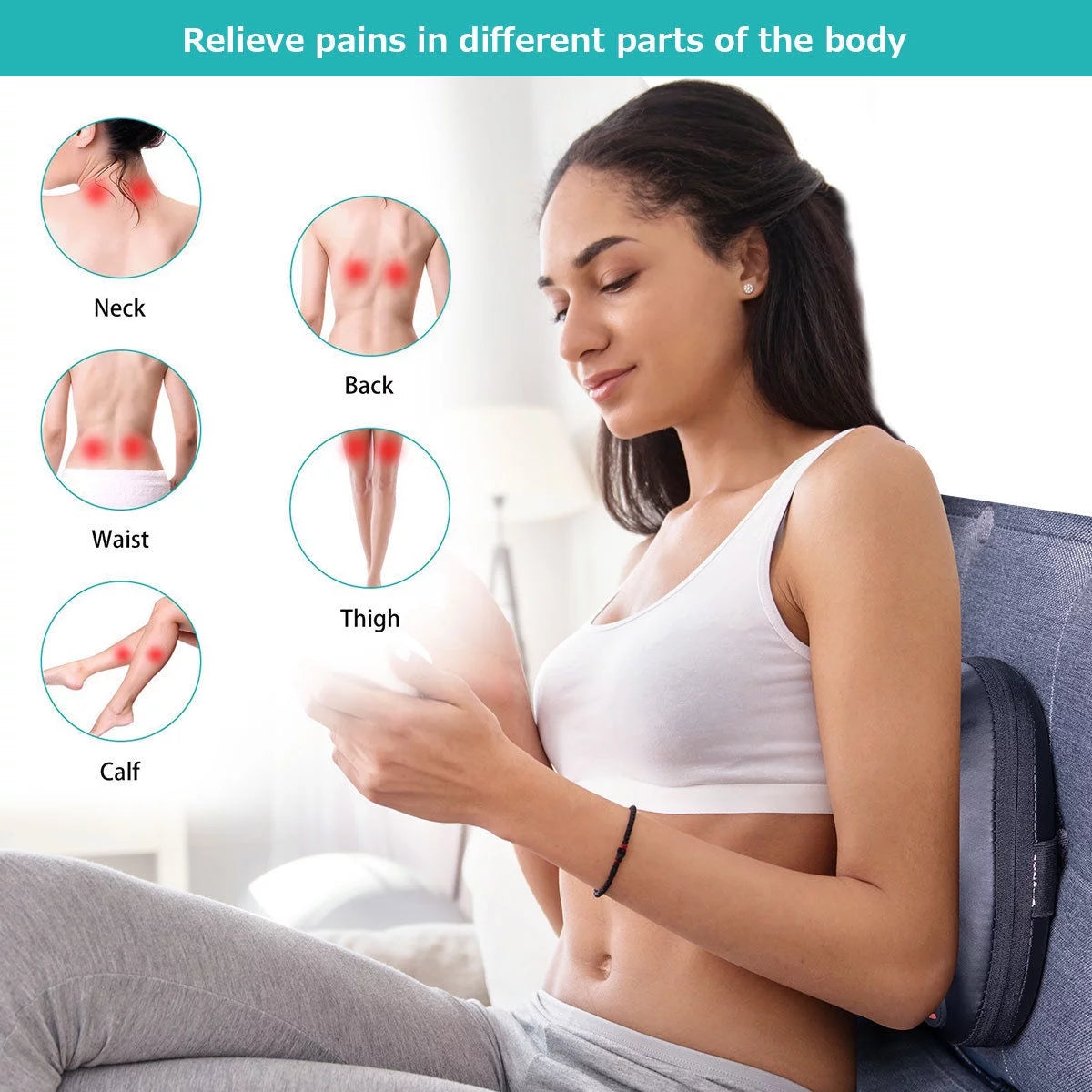 Shiatsu Shoulder Neck Back Massage Pillow with Heat Deep Kneading Massager Car Seat