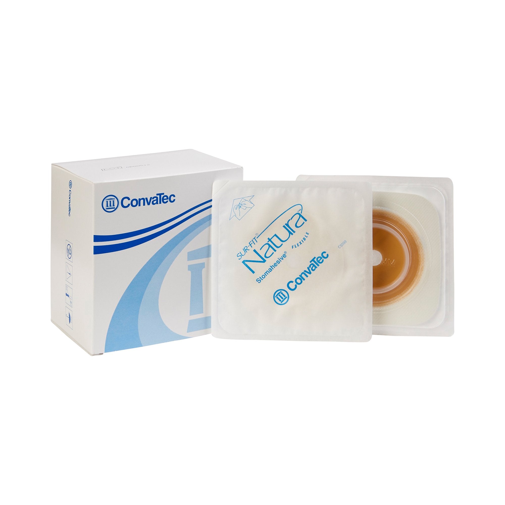 Ostomy Barrier Sur-Fit Natura Trim to Fit, Standard Wear Stomahesive Adhesive 45 mm Flange Sur-Fit Natura System Hydrocolloid Up to 1 to 1-1/4 Inch Opening 4 X 4 Inch