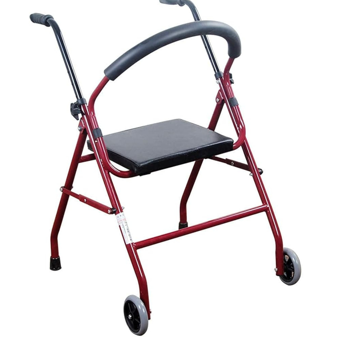 Drive Medical , Foldable Rollator For Seniors and Elders, Wheel size With Height Adjustable 15 inch, Weight Capacity 300lbs,Red Color, Foldable , 1239RD
