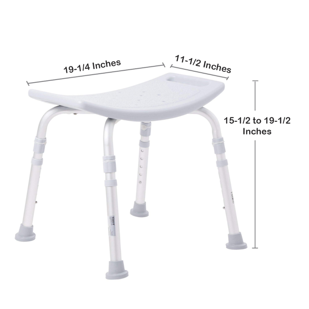Bath Bench McKesson Without Arms Aluminum Frame Without Backrest 19-1/4 Inch Seat Width 300 lbs. Weight Capacity, Packaging Type- Case