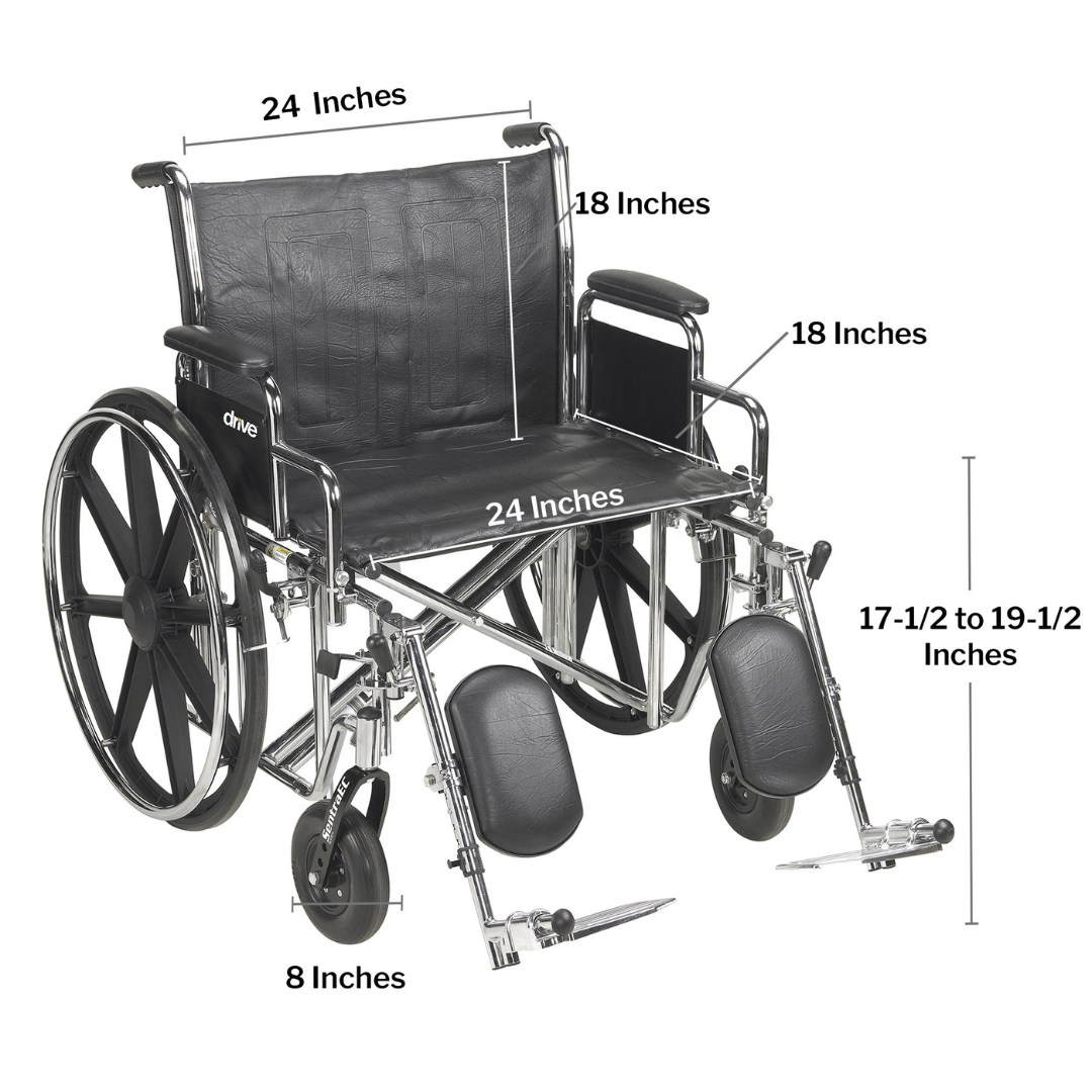 Bariatric Wheelchair McKesson Dual Axle Desk Length Arm Swing-Away Elevating Legrest Black Upholstery 24 Inch Seat Width Adult 450 lbs. Weight Capacity