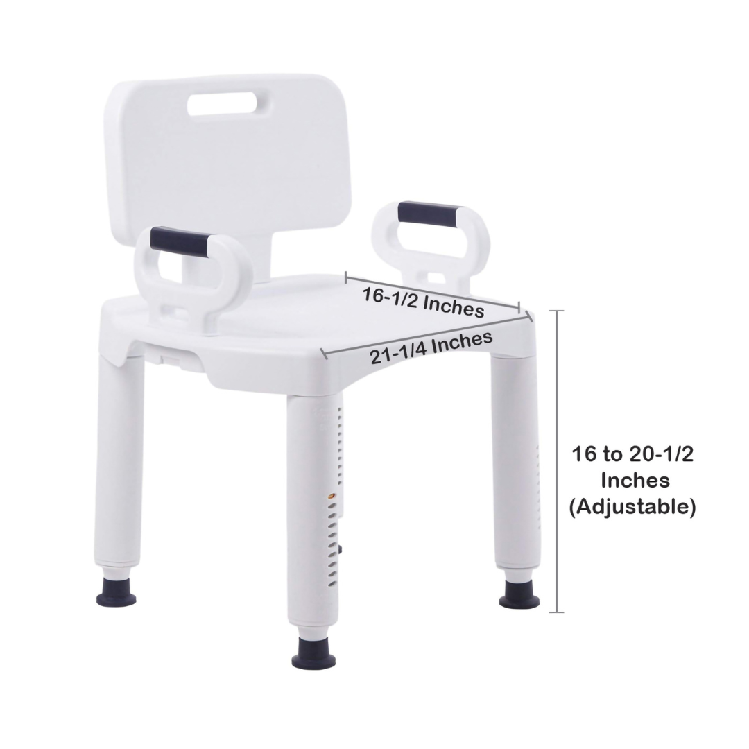 Bath Bench McKesson Removable Arms Plastic Frame Removable Backrest 21-1/4 Inch Seat Width 350 lbs. Weight Capacity, Packaging Type- Case