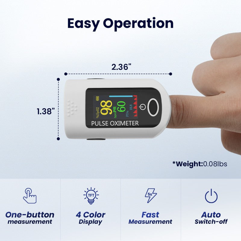VOCIC AT10 Finger Pulse Oximeter - PR and PI Readings