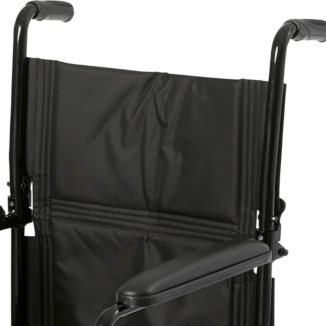 Transport Chair McKesson 19 Inch Seat Width Full Length Arm Swing-Away Footrest Steel Frame with Silver Vein Finish