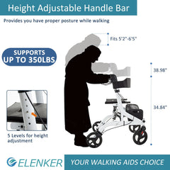 HFK-9211 Dual-Brake Shock-Absorbing Rollator Walker 10" Wheels