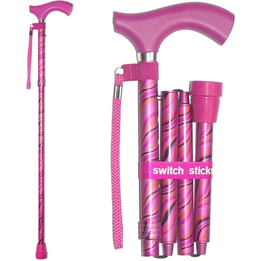 Folding Cane Switch Sticks® Aluminum 32 to 37 Inch Height Tango Print