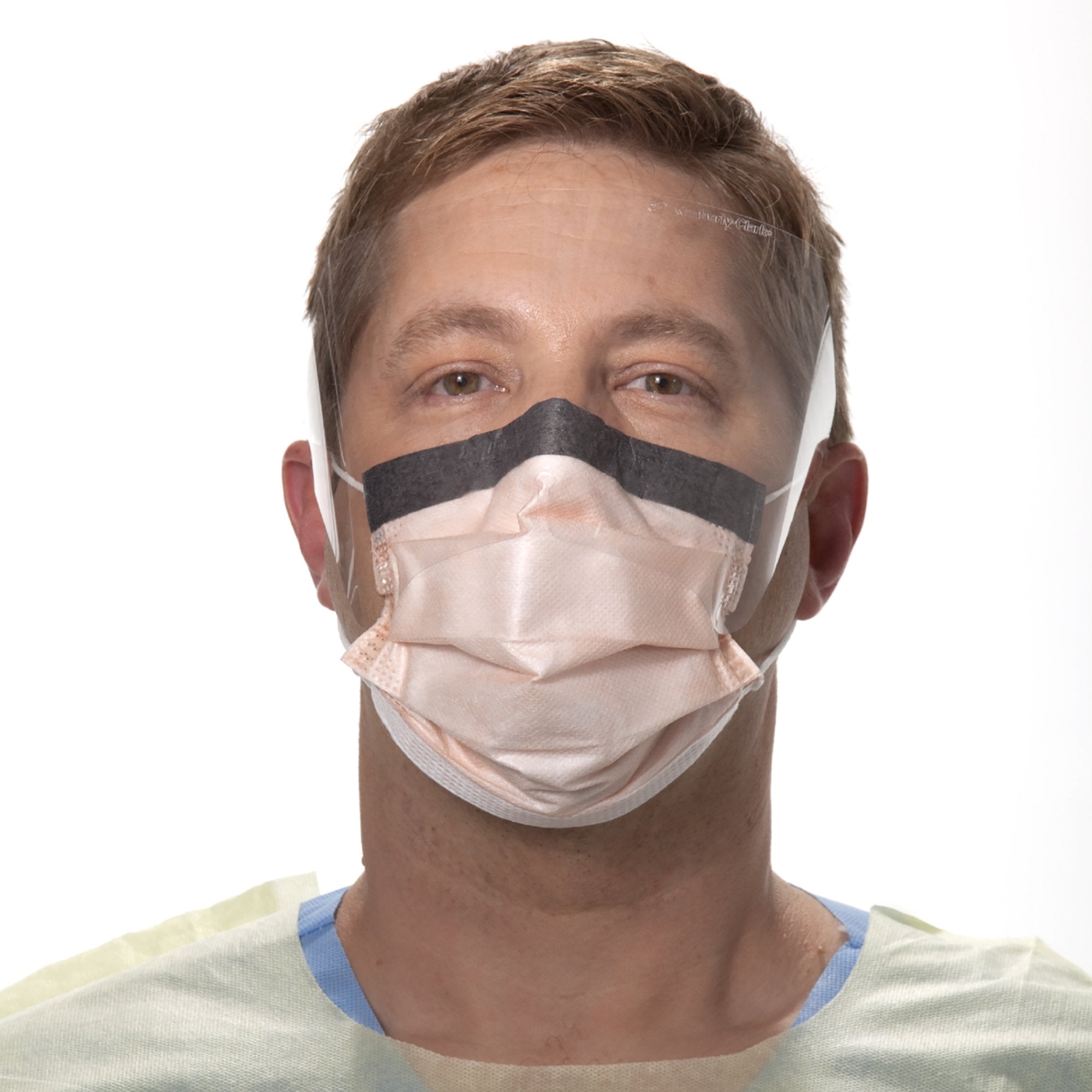 Procedure Mask with Eye Shield FluidShield Anti-fog Foam Pleated Earloops One Size Fits Most Orange NonSterile ASTM Level 3 Adult