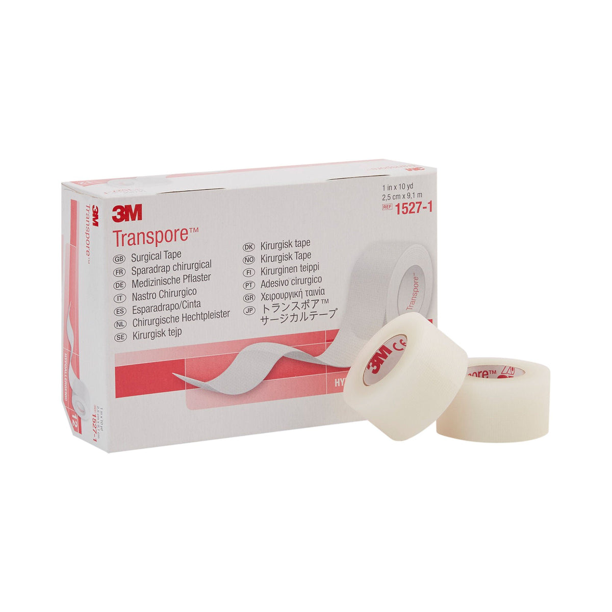 Medical Tape 3M Transpore Transparent 1/2 Inch X 10 Yard Plastic NonSterile 1 inch x 10 yd (Box)