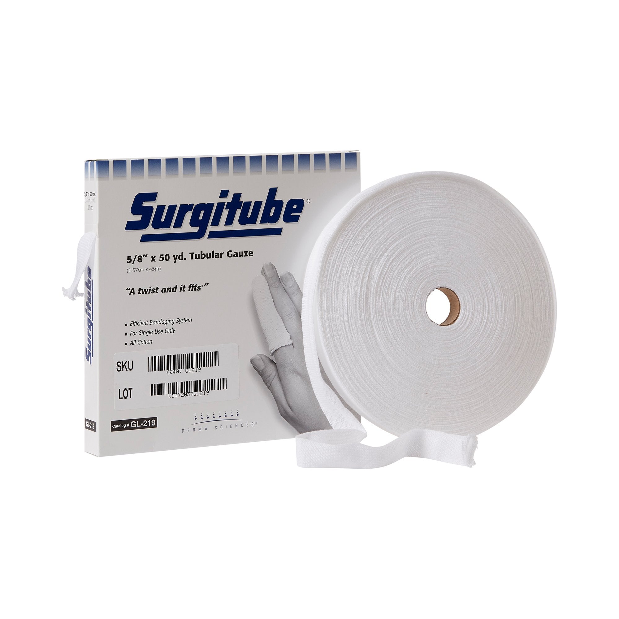 Tubular Retainer Dressing Surgitube Cotton 5/8 Inch X 50 Yard Size 1 White Small Finger / Toe NonSterile