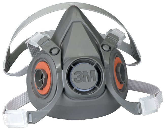 3M 6000 Reusable Respirator Industrial Half Face 4 Point Adjustable Head Strap Medium Gray