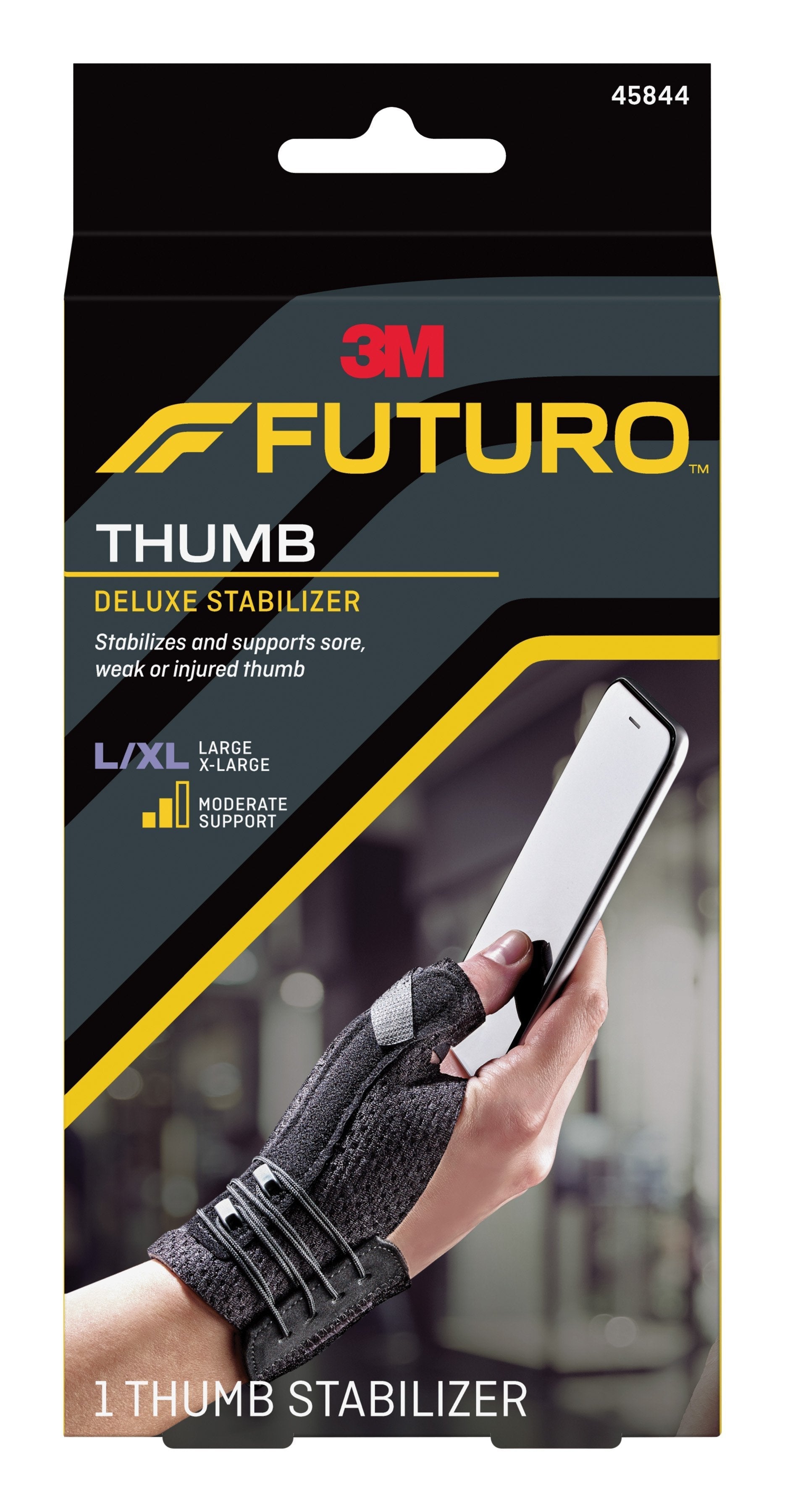 Thumb Stabilizer 3M Futuro Deluxe Adult Large / X Large Lacing System Left or Right Hand Black