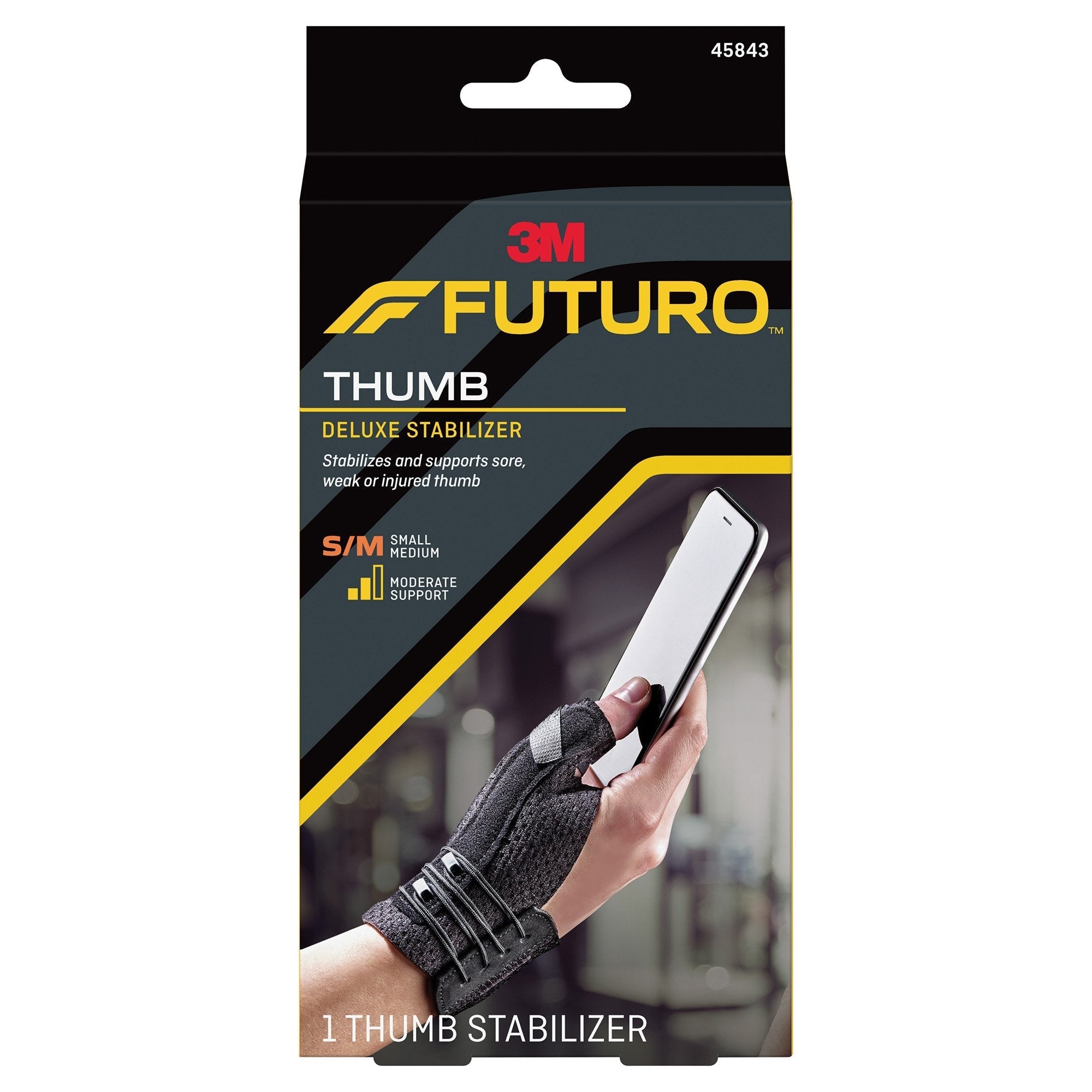 Thumb Stabilizer 3M Futuro Deluxe Adult Small / Medium Lacing System Left or Right Hand Black