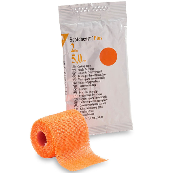 Cast Tape 3M Scotchcast Plus 2 Inch X 12 Foot Fiberglass / Resin Bright Orange