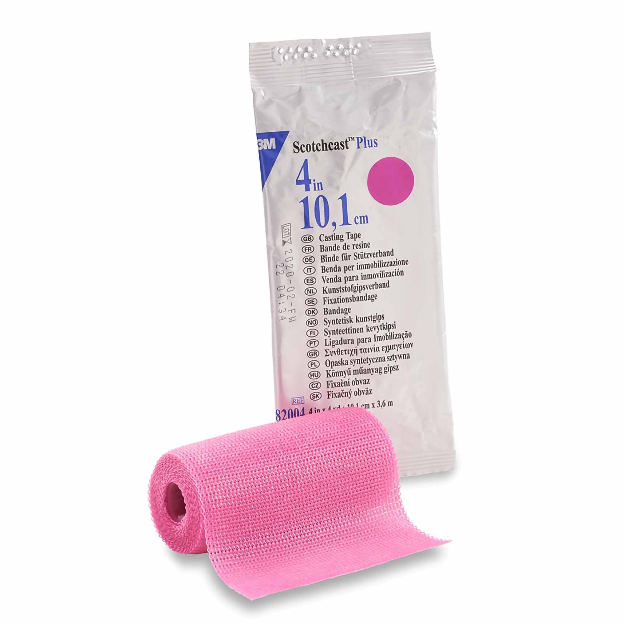 Cast Tape 3M Scotchcast Plus 4 Inch X 12 Foot Fiberglass / Resin Bright Pink