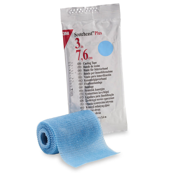 Cast Tape 3M Scotchcast Plus 3 Inch X 12 Foot Fiberglass / Resin Light Blue