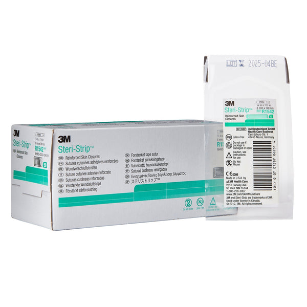 Skin Closure Strip Steri Strip 1/4 X 1 1/2 Inch Nonwoven Material Reinforced Strip White