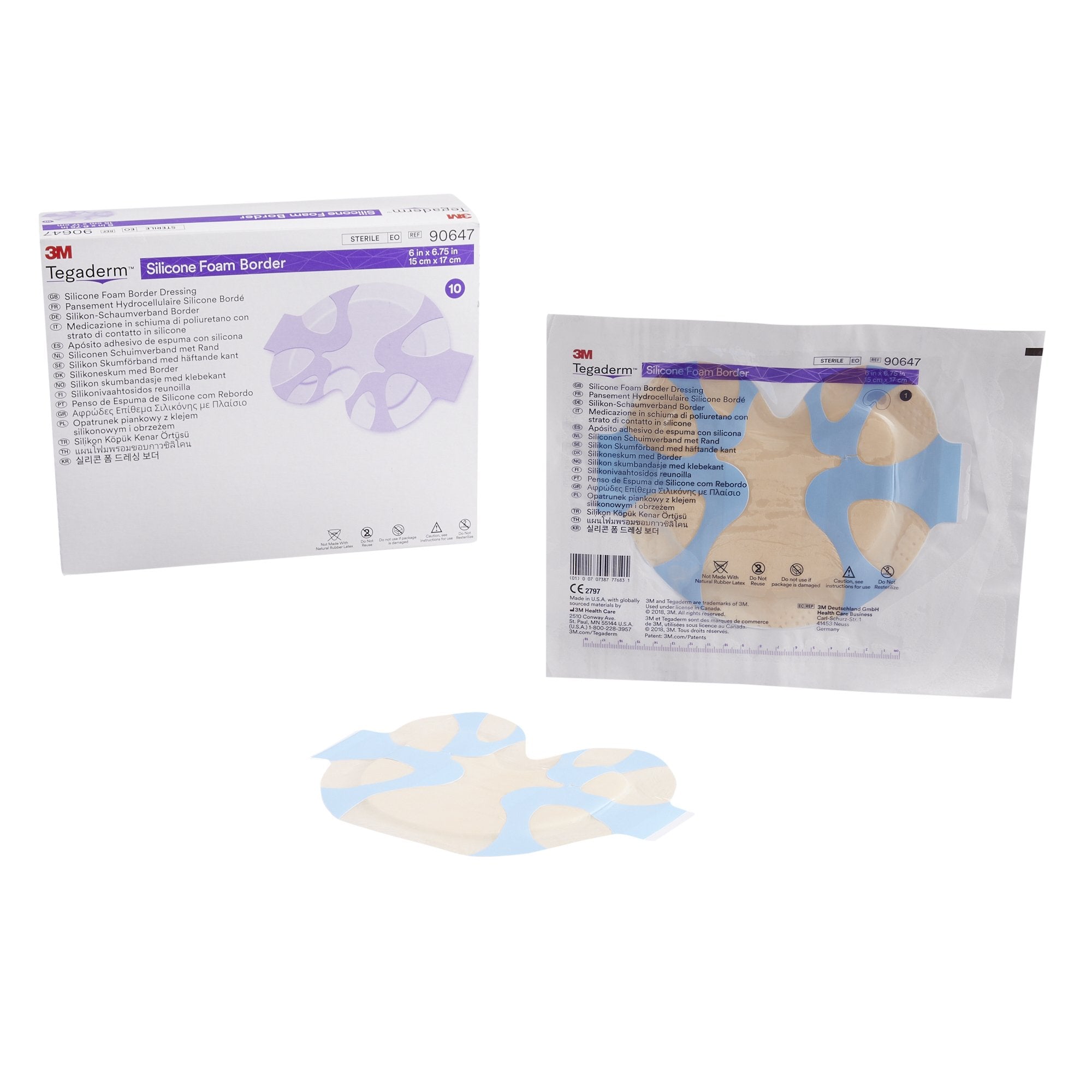 Foam Dressing 3M Tegaderm 6 X 6 3/4 Inch With Border Film Backing Silicone Adhesive Sacral Sterile