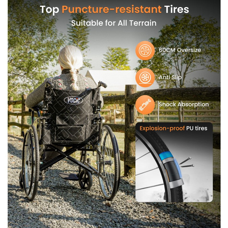 U31 Lightweight Manual Wheelchair for Seniors and Elders - Foldable, Durable Weight Capacity 300 lbs