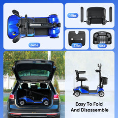 3/4 Wheel Mobility Scooters Electric Power Mobile Wheelchair for Seniors Adult with Basket Compact Duty Travel Scooter   All Care Store