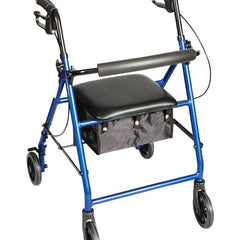 4 Wheel Rollator Carex Classics Blue Adjustable Height / Folding Aluminum Frame
